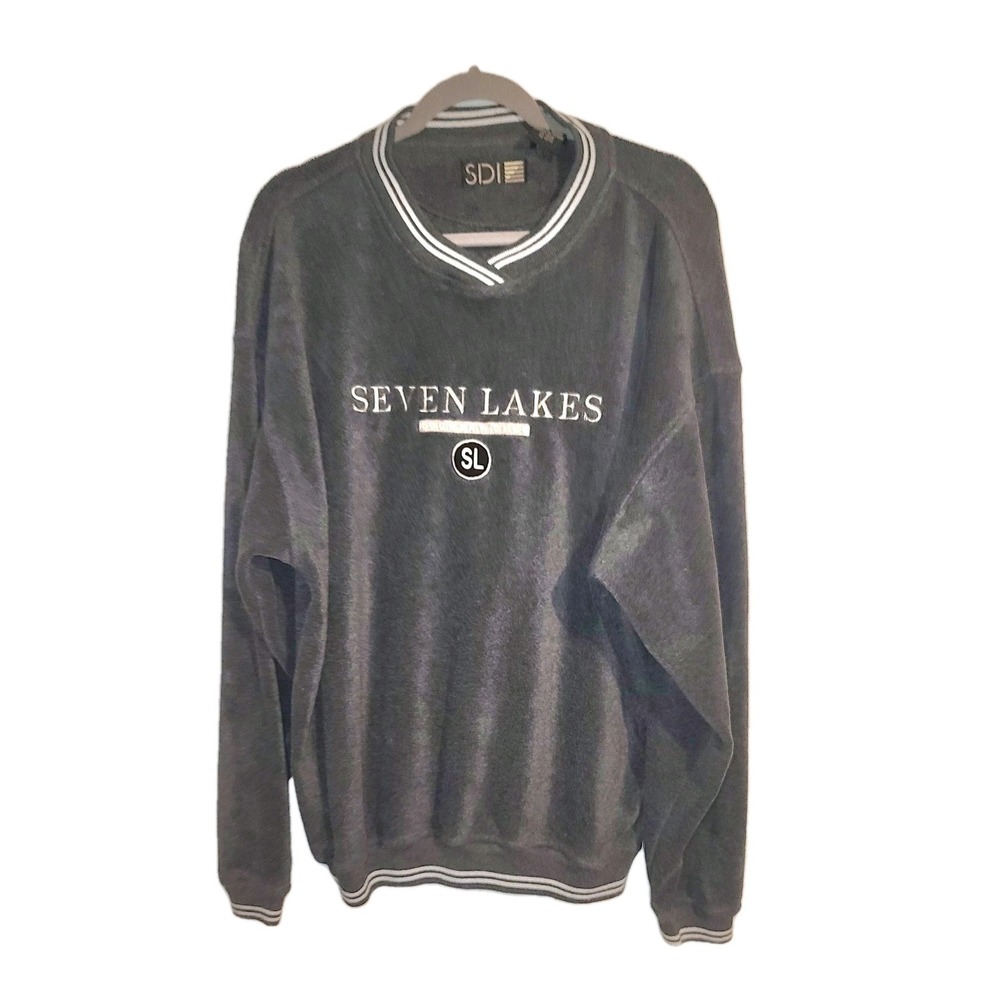 Vintage 90s Steven Lake Country Club Grey Fleece Sweatshirt Golf Sweater Large